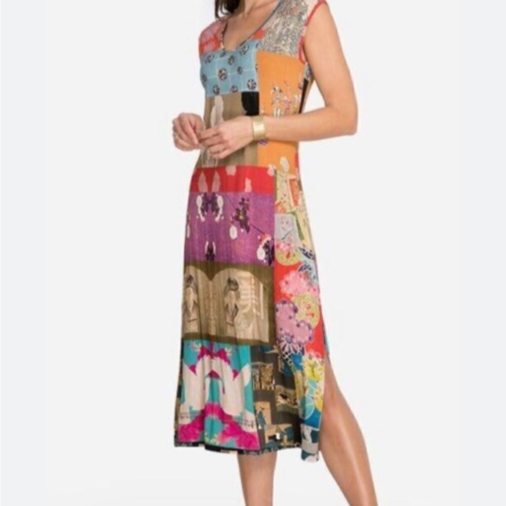 JOHNNY WAS ~TOKYO HIGH SLIT BAMBOO DRESS ~ SIZE M NEW $198